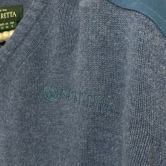 Beretta Wool Sweater Mens Size Small Blue Knit Pullover Jumper Made in Italy - Picture 5 of 12